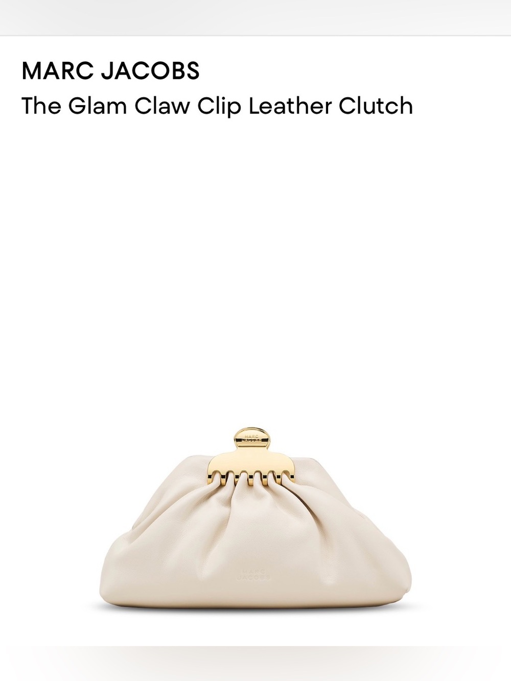Marc Jacobs The Glam Claw Clip Leather Clutch. Ivory.